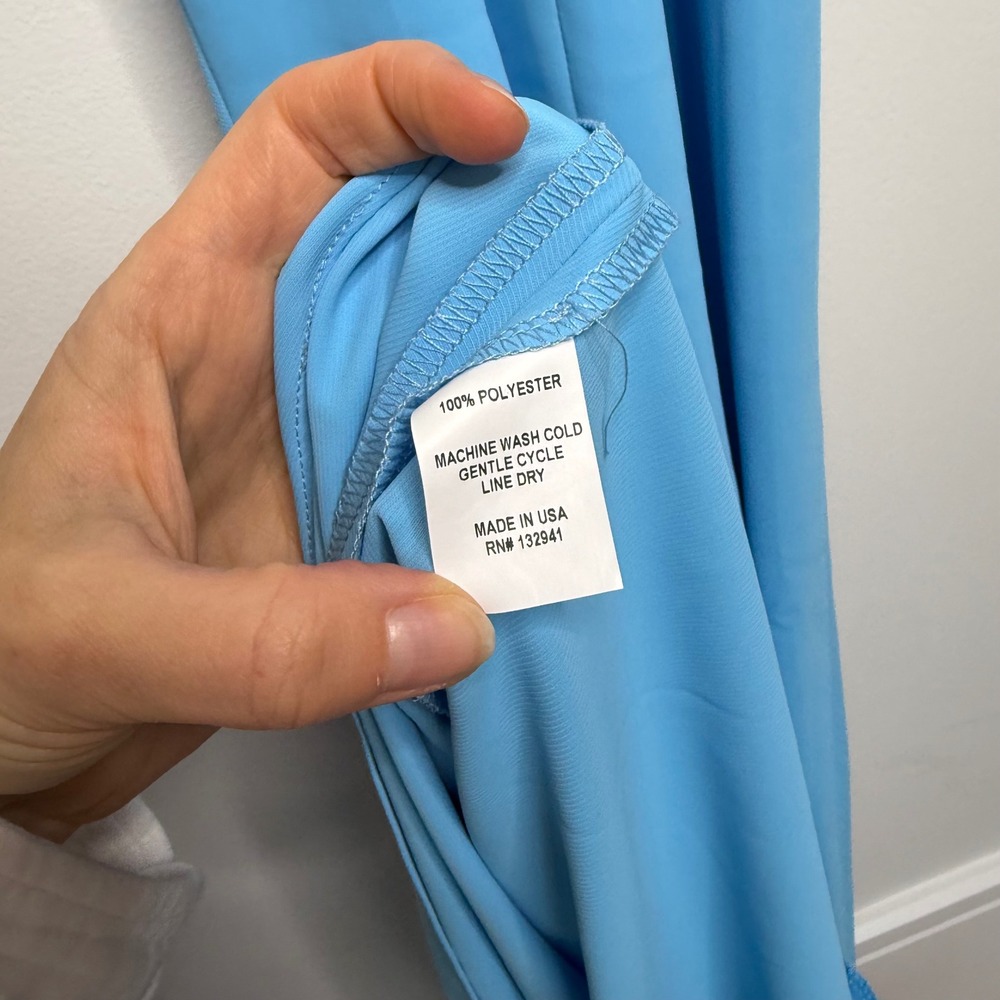 D1 Amanda Uprichard Blue Halter Maxi Dress Low Back Formal Gown Medium - Picture 9 of 11